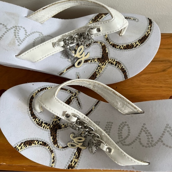 Y2K Guess Platform Wedge Flip Flops with charms - Picture 5 of 5